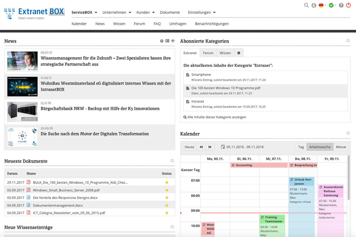 Erweiterungen Erweiterungen Intranet Software Wissensdatenbank ExtranetBOX